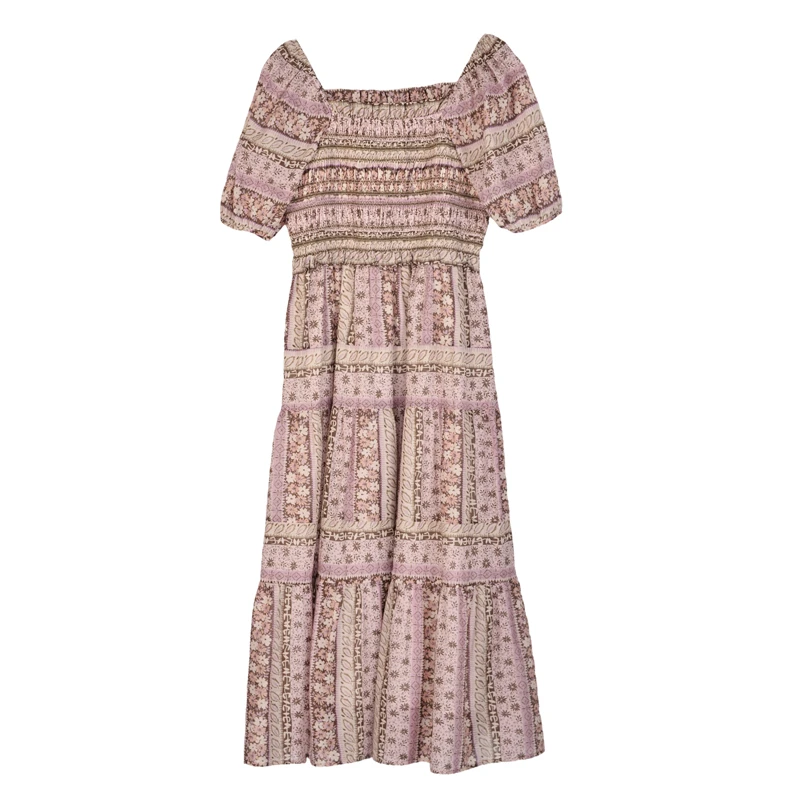 【YZ专属】夏季连衣裙女碎花泡泡袖度假长裙25L7057