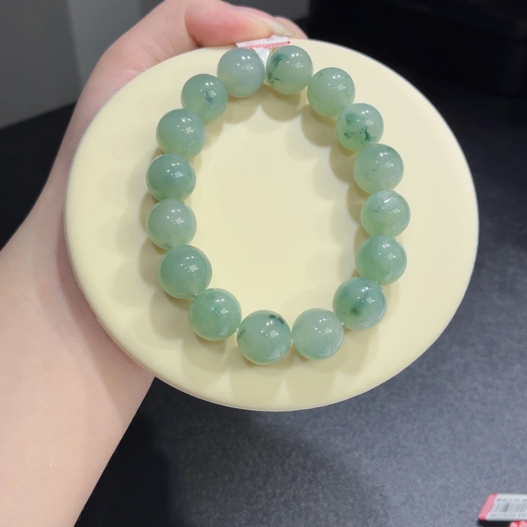 未镶嵌手链翡翠冰胶带绿底飘花卡13