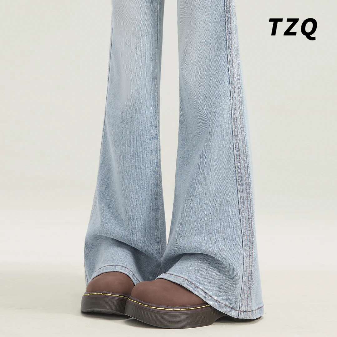高街浅色微喇牛仔裤女爆款2025新款高腰显瘦修身喇叭裤TZQ122816