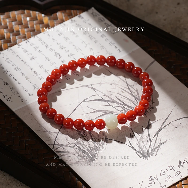 【木槿槿】天然玛瑙手串女款约6m送女朋友礼物时尚串珠手链TT3094