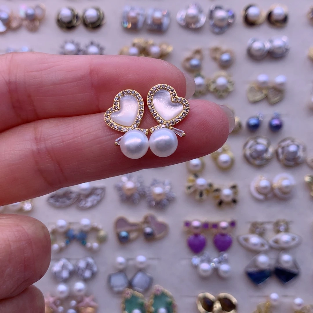 合金淡水珍珠耳饰