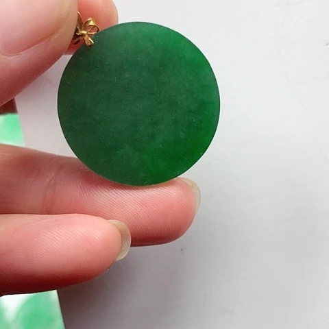 吊坠(不含链)18K金镶嵌翡翠