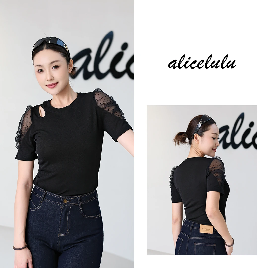4 ALICE“网纱泡泡”衬衫 甜美温婉 镂空典雅 S2142136E