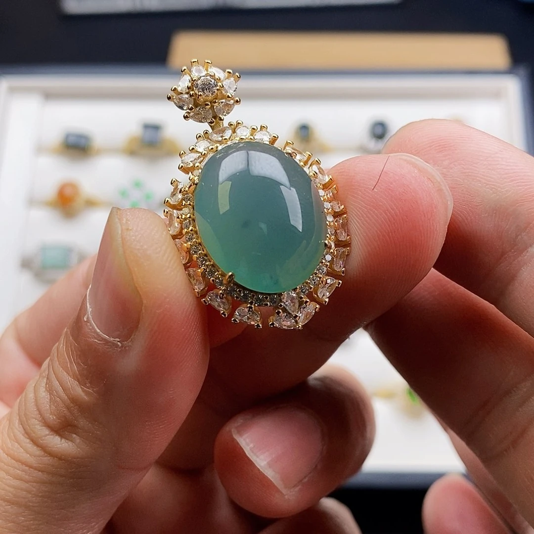 颈饰银S925镶嵌翡翠w w