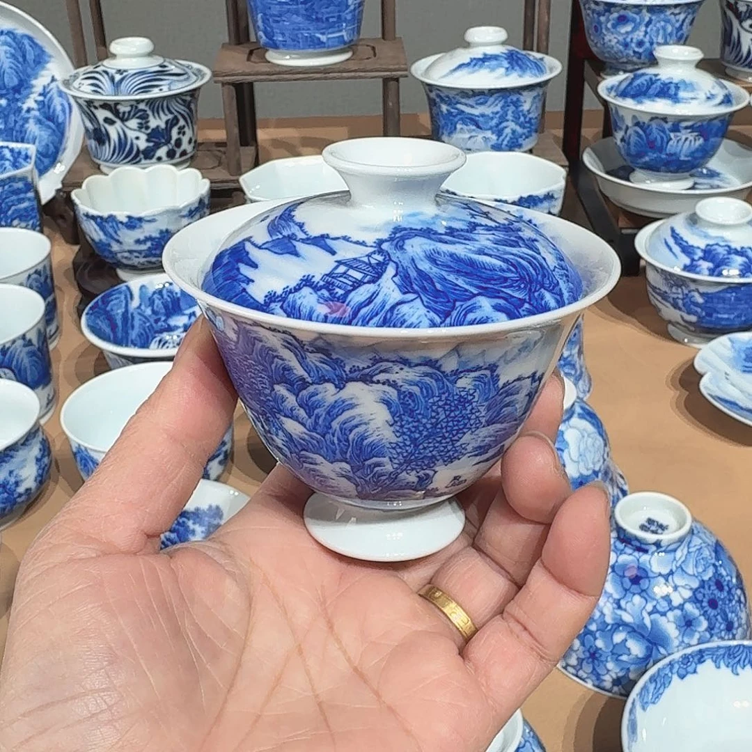 景德镇纯手绘盖碗微瑕福利