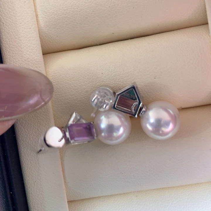 银S925镶嵌耳饰海水珍珠