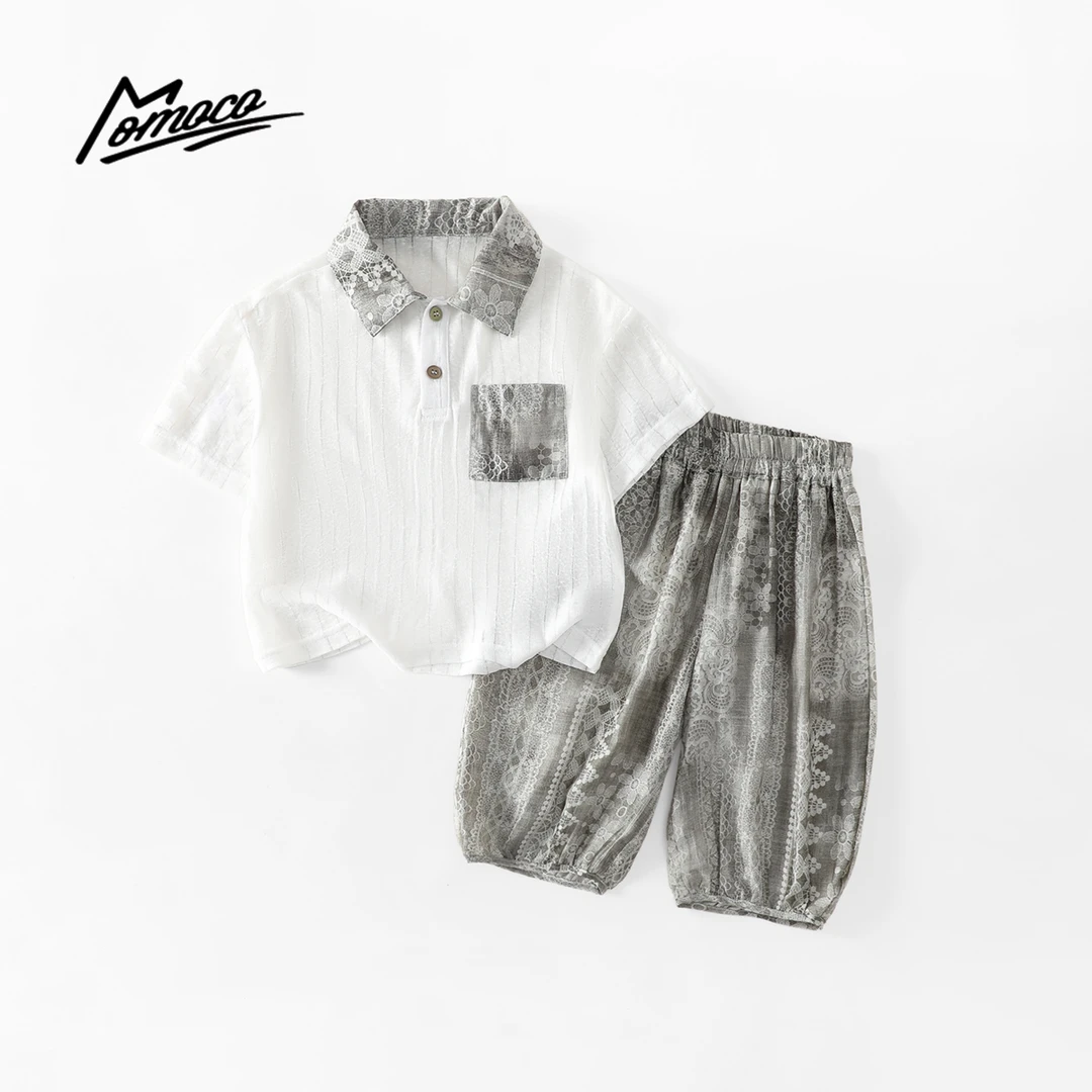MOMOCO夏季新款男女童时尚洋气百搭休闲潮酷套装77230578504