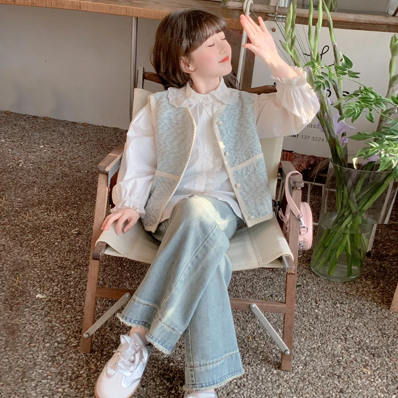 女童春装套装2025新款儿童洋气时髦网红炸街三件套春秋款女孩衣服