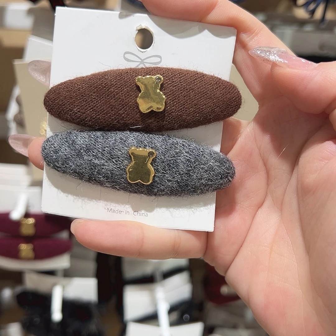 皮质铁合金爱心拼色掰掰夹