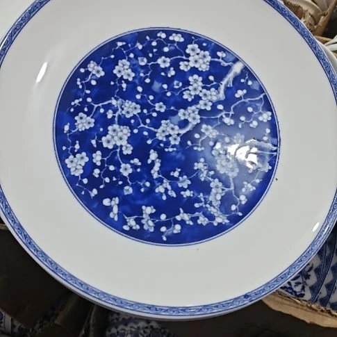 瓷青花釉下彩10寸盘4个微瑕疵