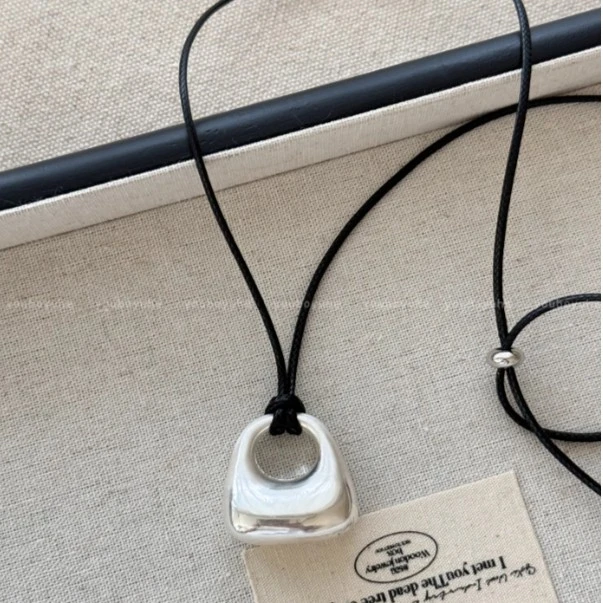 CK 吊坠925银 几何拉丝吊坠项链2025夏季新款锁骨链轻奢小众设计