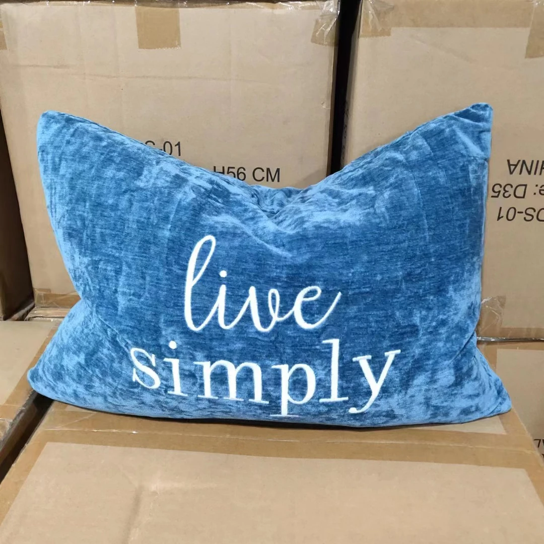 蓝色雪尼尔(2) 羽毛腰靠 尺寸30×50 发1个