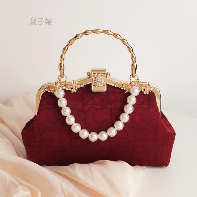 覆古中式新娘婚礼手提包女国风搭配旗袍包结婚妈妈婆婆小包包红色