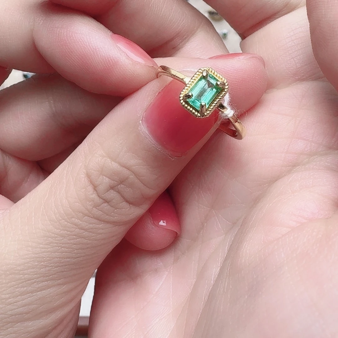 祖母绿戒指银S925镶嵌