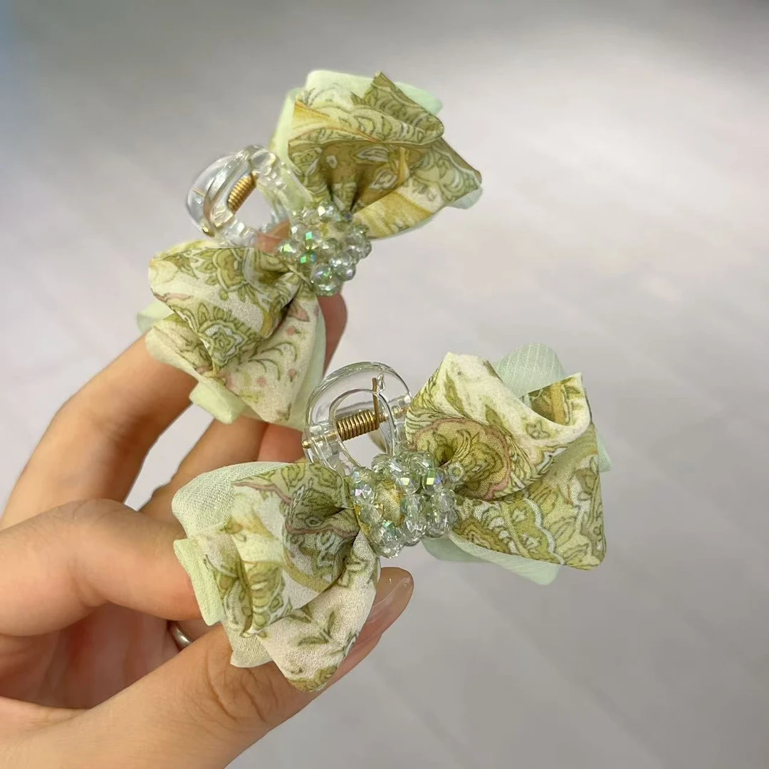 FUXI/福熙【一鹿生花】系列新款精品水晶新国风四公分抓夹（对）1324