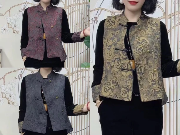 （两件套）新款国风浮雕大码时尚洋气马甲➕小衫