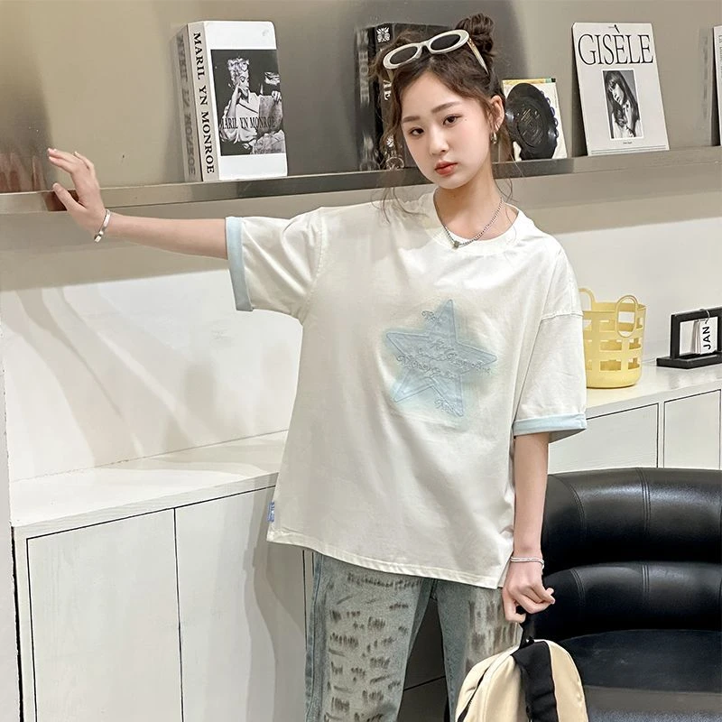 25167女童短袖T恤夏季2025新款儿童百搭白色上衣女孩夏装半袖童装