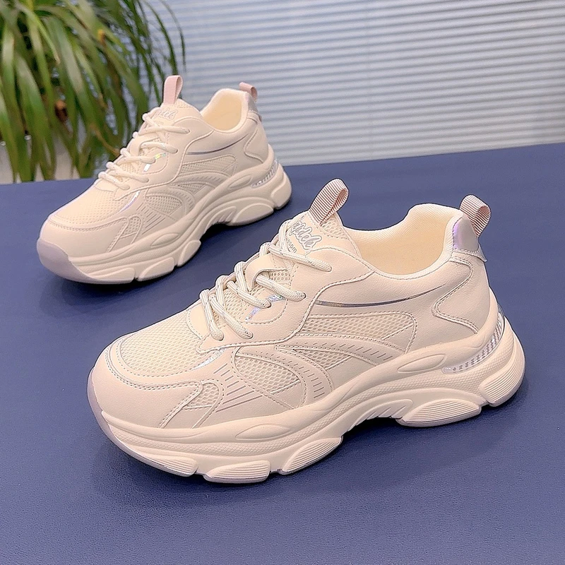 老爹鞋女2025春季新款鞋子厚底增高软底休闲鞋百搭运动鞋小白鞋