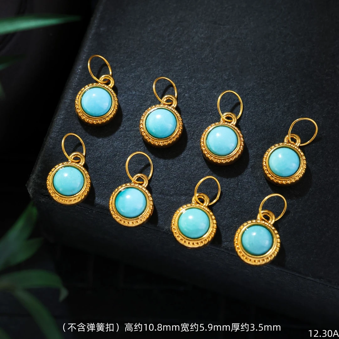 【金豆●“限日寸”宠粉】18K金镶原矿绿松小糖豆滴溜挂坠A