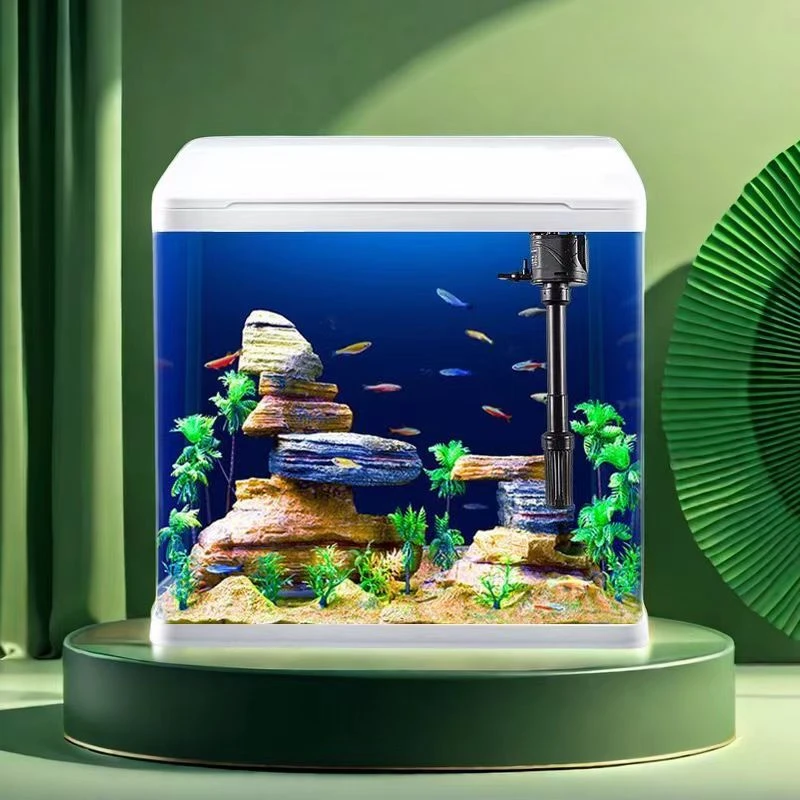 【420款鱼缸】带盖圆角玻璃鱼缸增氧过滤循环彩灯适合客厅水族箱