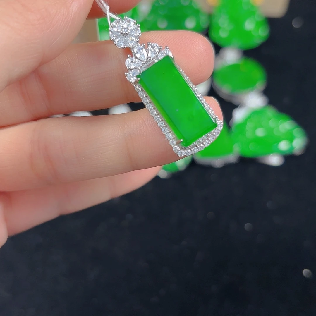 翡翠银S925镶嵌吊坠(不含链)