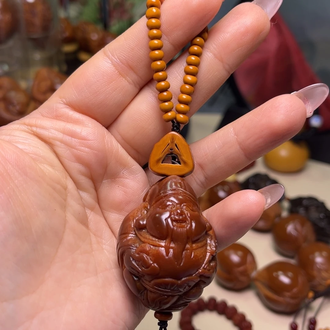 橄榄核手串/手链玉化财神富贵脸链子一套