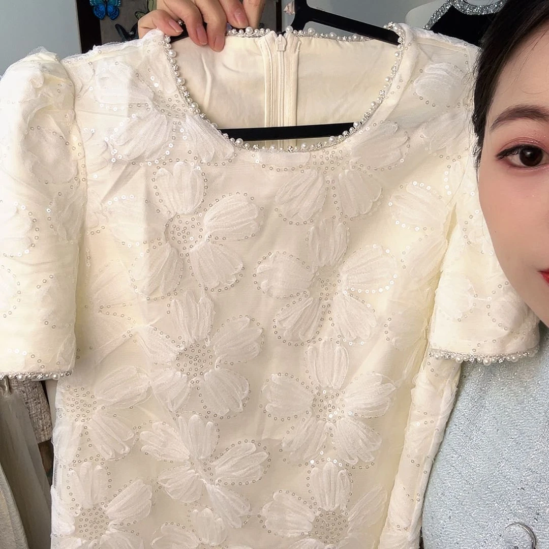 吊带重工连衣裙小香风