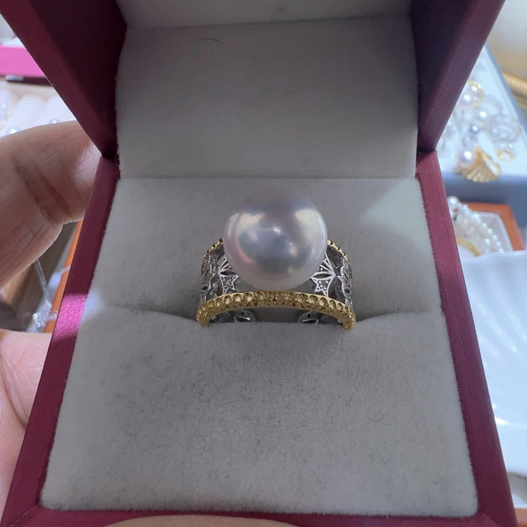 淡水珍珠戒指银S925镶嵌小**?