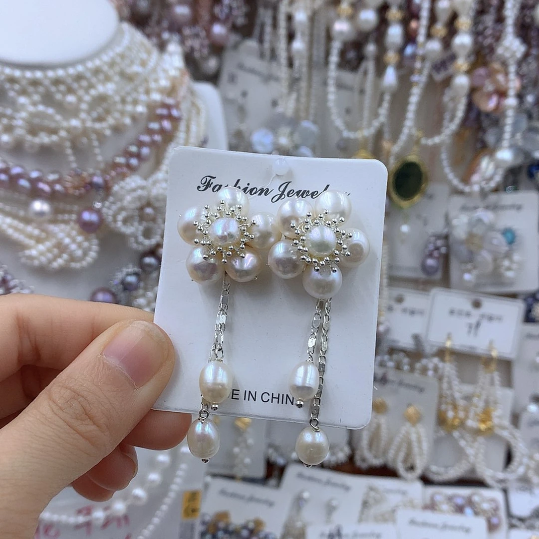 项链耳饰淡水珍珠银S925镶嵌