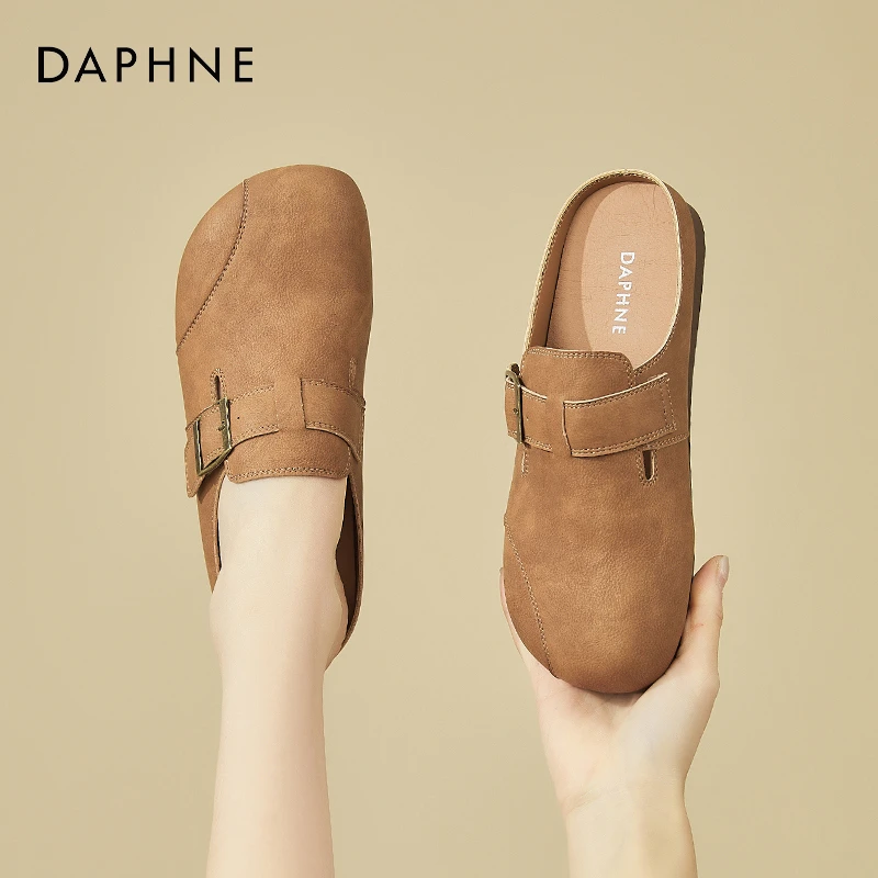 达芙妮包头勃肯鞋女2025新款春夏季外穿包头软底懒人一脚蹬沙滩鞋