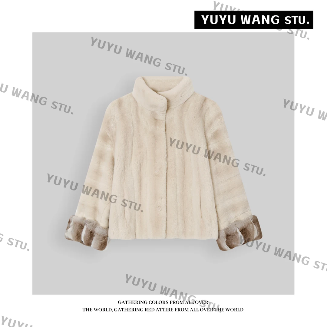 【言卿】双稀有本色淡zi貂+香槟色青紫蓝  进口龙猫母貂外套皮草