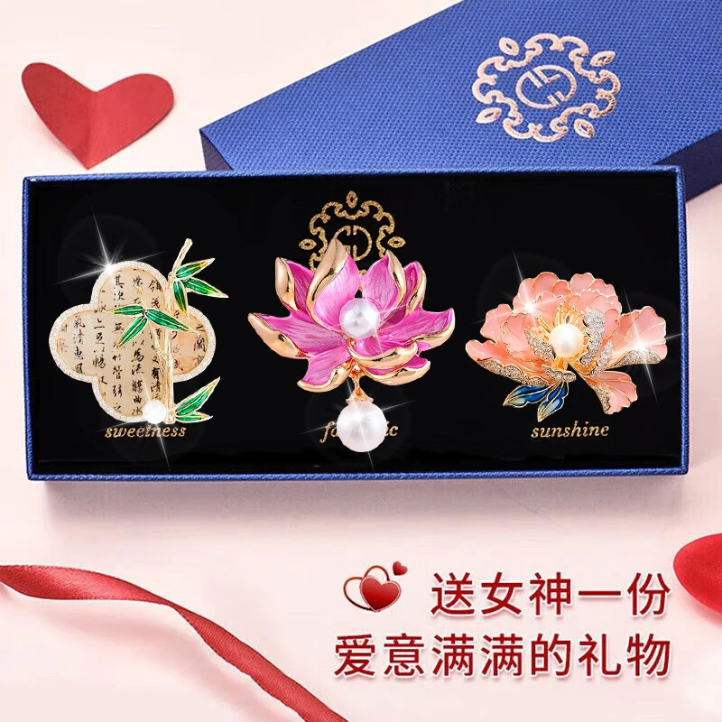 合金胸针 新中式复古胸针女气质胸花西装防走光别针服装配饰