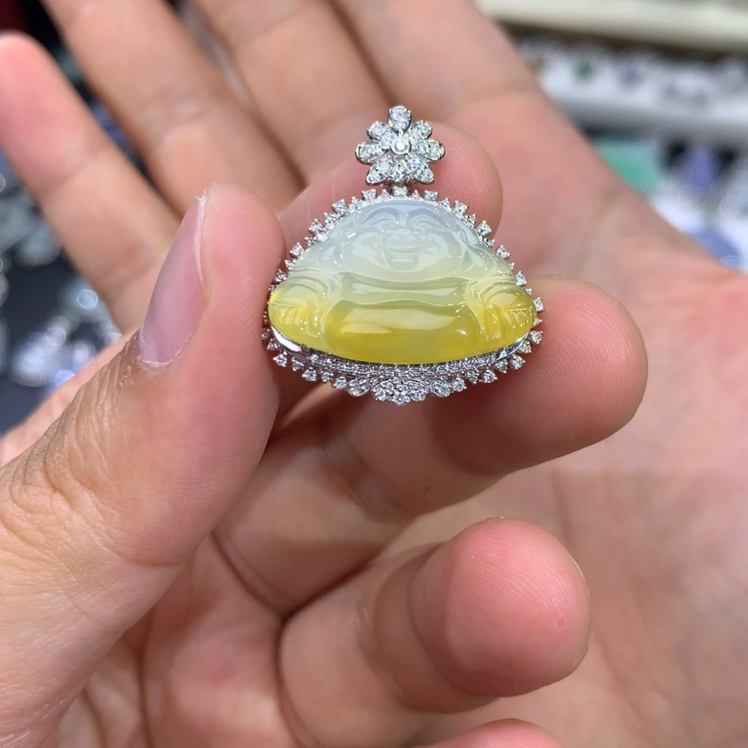翡翠18K金镶嵌吊坠(不含链)签收后48小时鉴赏期