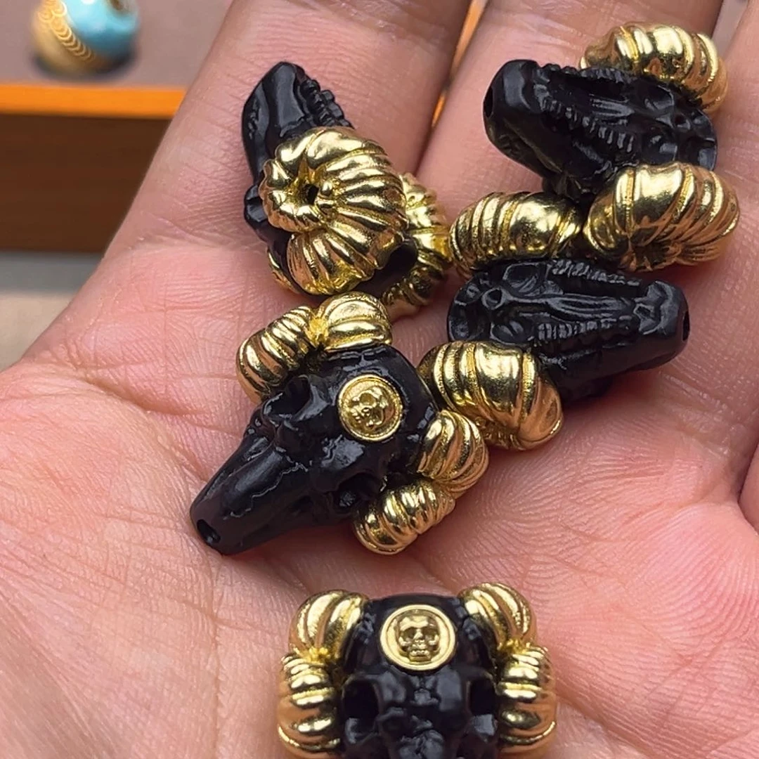 玛瑙/玉髓1合金黑武士黑山羊头三通