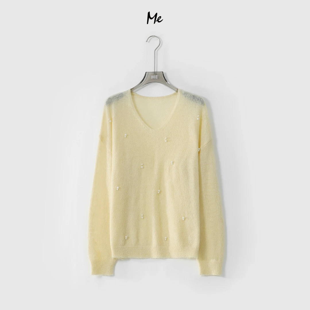 ME【钉珠空气衫】绵羊毛混纺亲肤透气时尚百搭休闲针织毛衣MESS0620