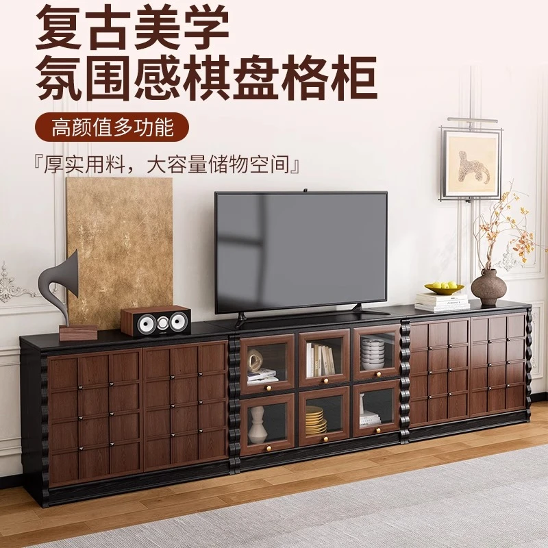 巧克力柜法式复古风实木电视柜模块组合柜客厅落地展示柜