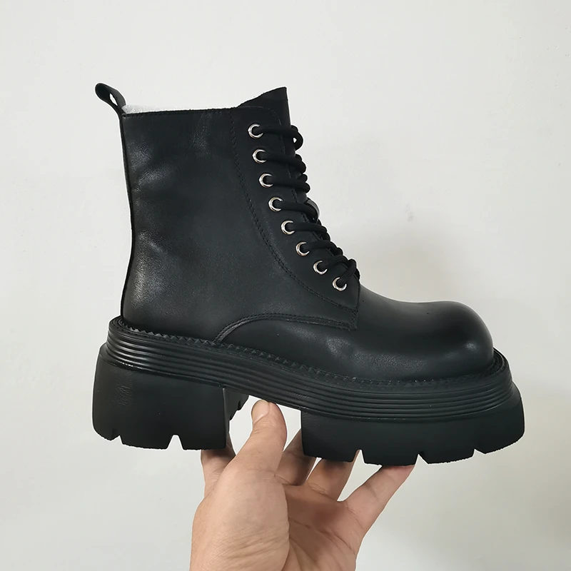 861头层牛皮马丁靴厚底英伦风时尚真皮短靴女鞋