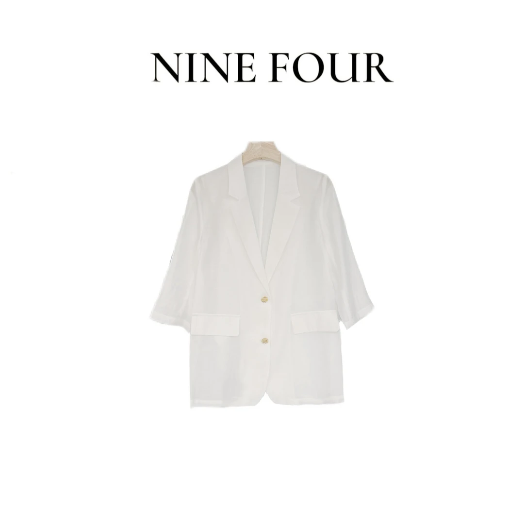 【醋酸亚麻】天丝防晒小西装外套女2025年新款七分袖休闲百搭薄西服