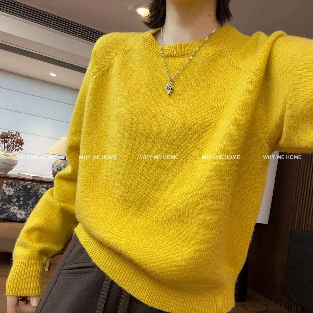 【肯豆毛衣】加厚简约纯色圆领插肩针织上衣0106