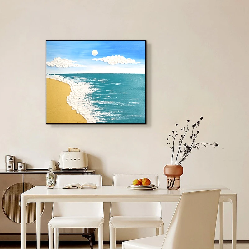 高端实物立体电表箱装饰画 液压杆款电闸盒挂画 总闸壁画海浪5060