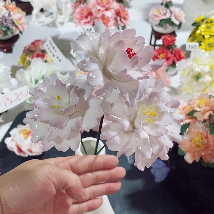 瓷片纯陶瓷手工捏花