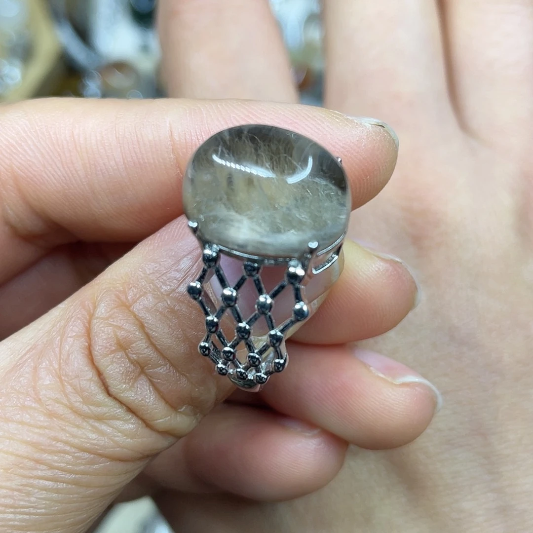 【闪购商品】银S925镶嵌珠宝半成品水晶戒指