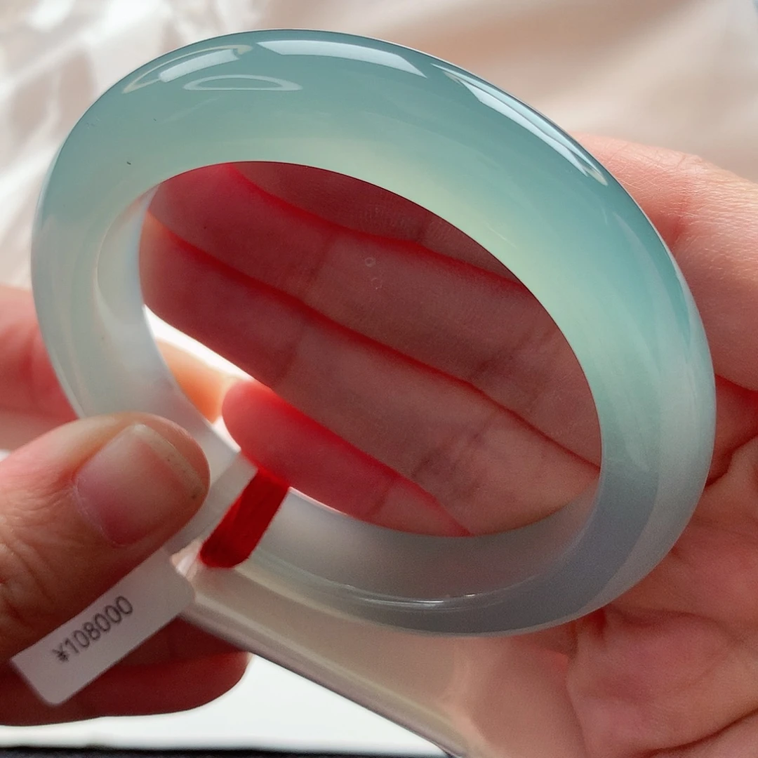 未镶嵌手镯翡翠冰蓝水炸光 52 53