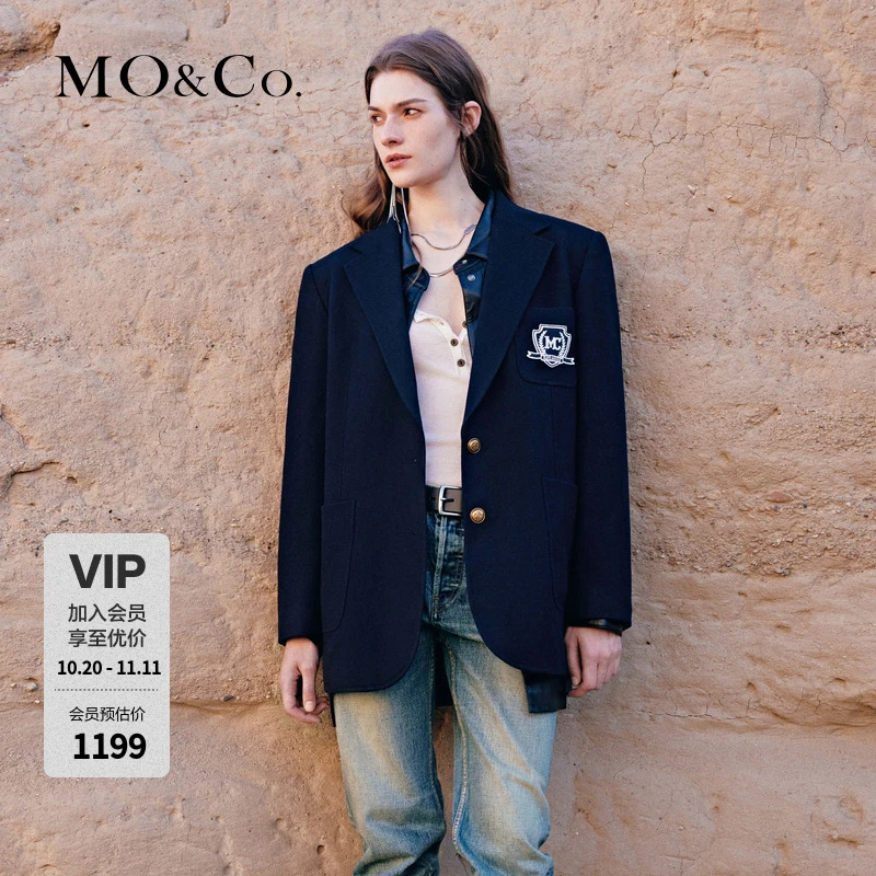 【流光风】美丽诺绵羊毛MOCO学院风宽肩H型西装外套MBC4COTK01
