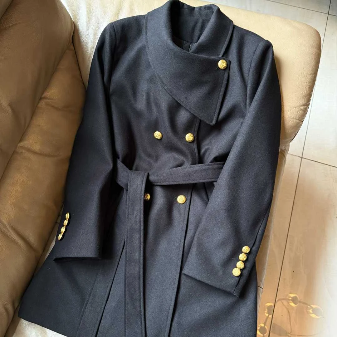 赫本风高级感防风夹棉毛呢外套2025冬季新款呢子大衣女
