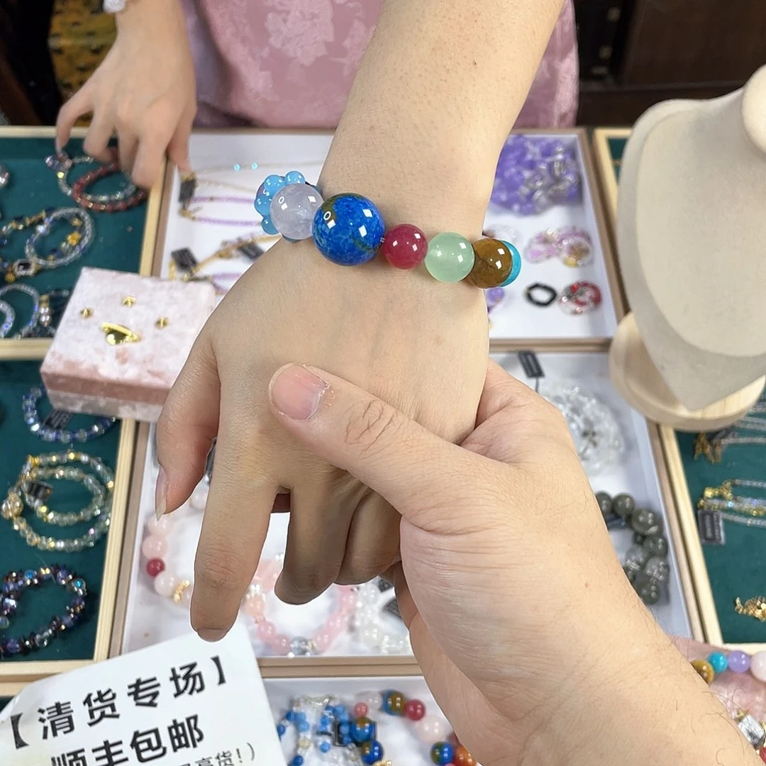 水晶手链银S925镀金镶嵌