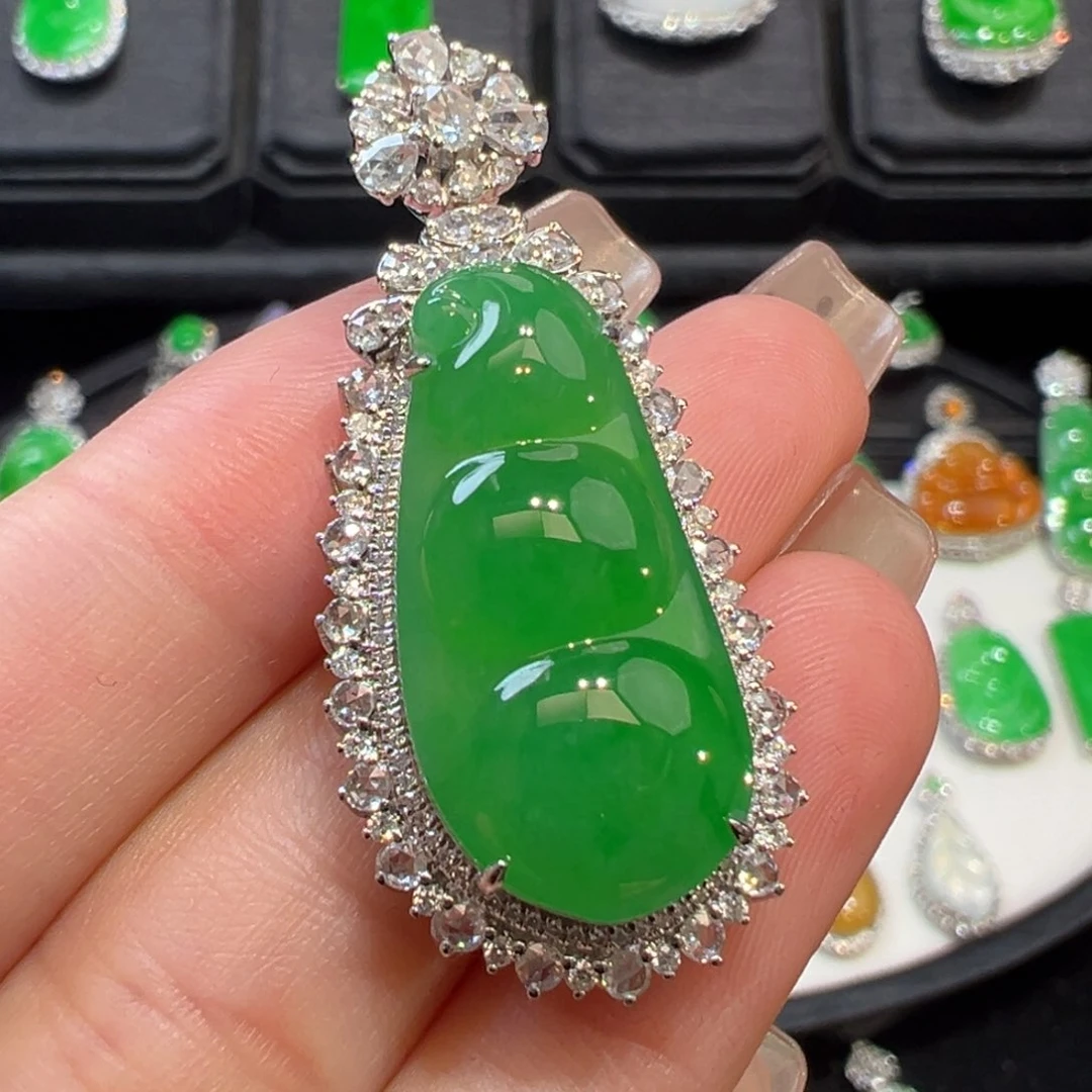 翡翠吊坠(不含链)18K金镶嵌收到货48小时鉴赏期