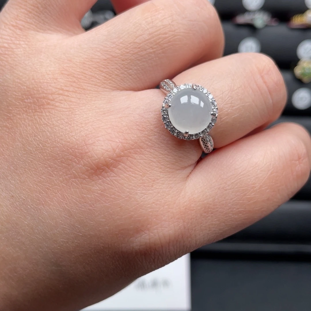 翡翠戒指银S925镶嵌戒指