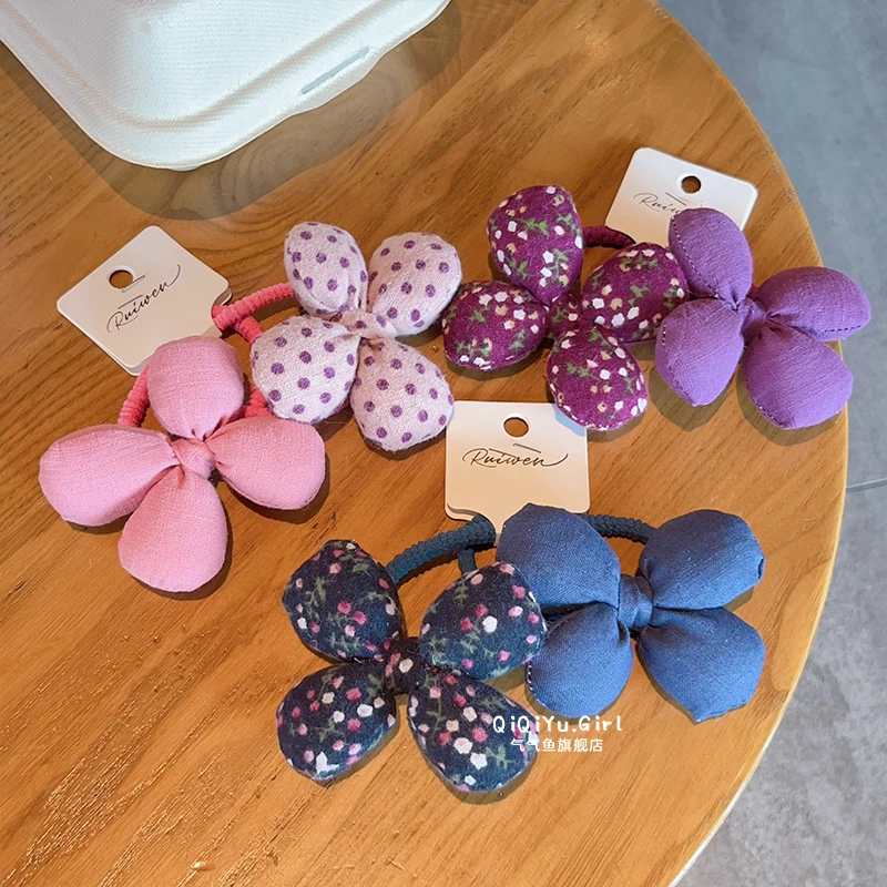 儿童新款花朵发圈女童高弹力不伤发碎花发绳小女孩耐用扎头发头饰