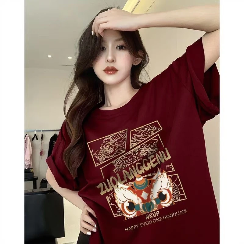印花时尚短袖T恤女宽松舒适上衣622